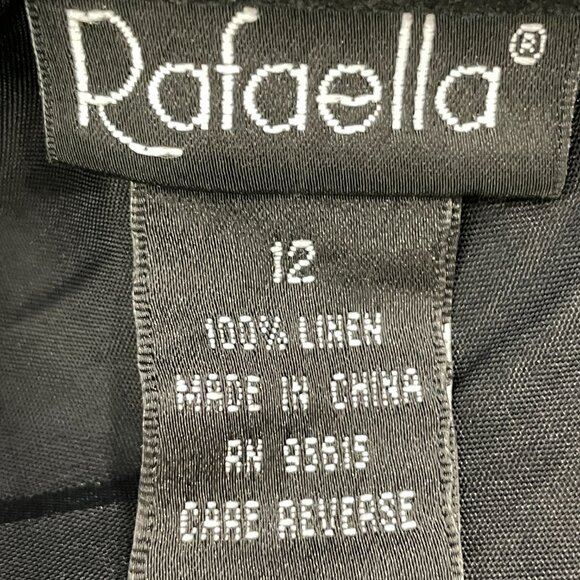 Rafaella 100% Linen Skirt Sz 12 Embroidered Eyelet A-Line Lined‎ Black Knee Long - Picture 4 of 5